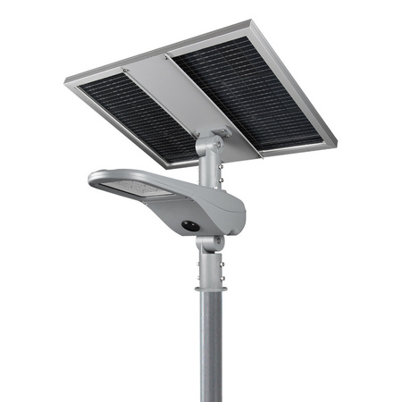 LED pouličné svietidlo Solar G2 40W, šedá farba, IP66, 4000K – teplá biela, svetelný tok 8000lm, uhol vyžarovania 150×80°, CRI>75, životnosť až 50 000h, rozmery ø 653×236×200, materiál hliník + sklo, nestmievateľné, PF>0,9