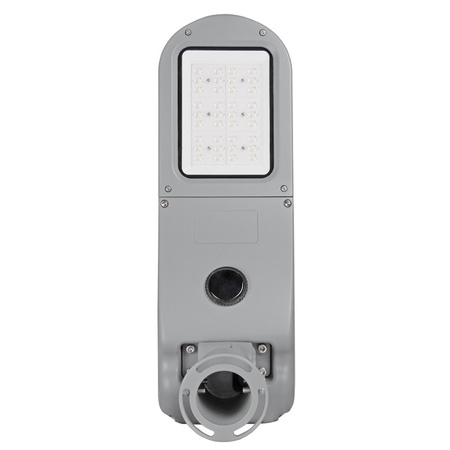 LED pouličné svietidlo Solar G2 40W, šedá farba, IP66, 4000K – teplá biela, svetelný tok 8000lm, uhol vyžarovania 150×80°, CRI>75, životnosť až 50 000h, rozmery ø 653×236×200, materiál hliník + sklo, nestmievateľné, PF>0,9